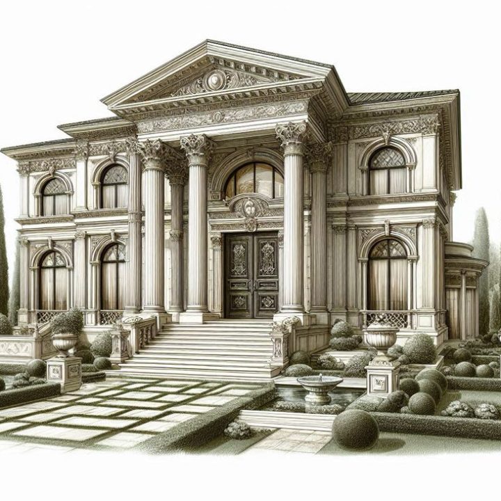 پروژه ساختمان نمای رومی ساختمان مسکونی